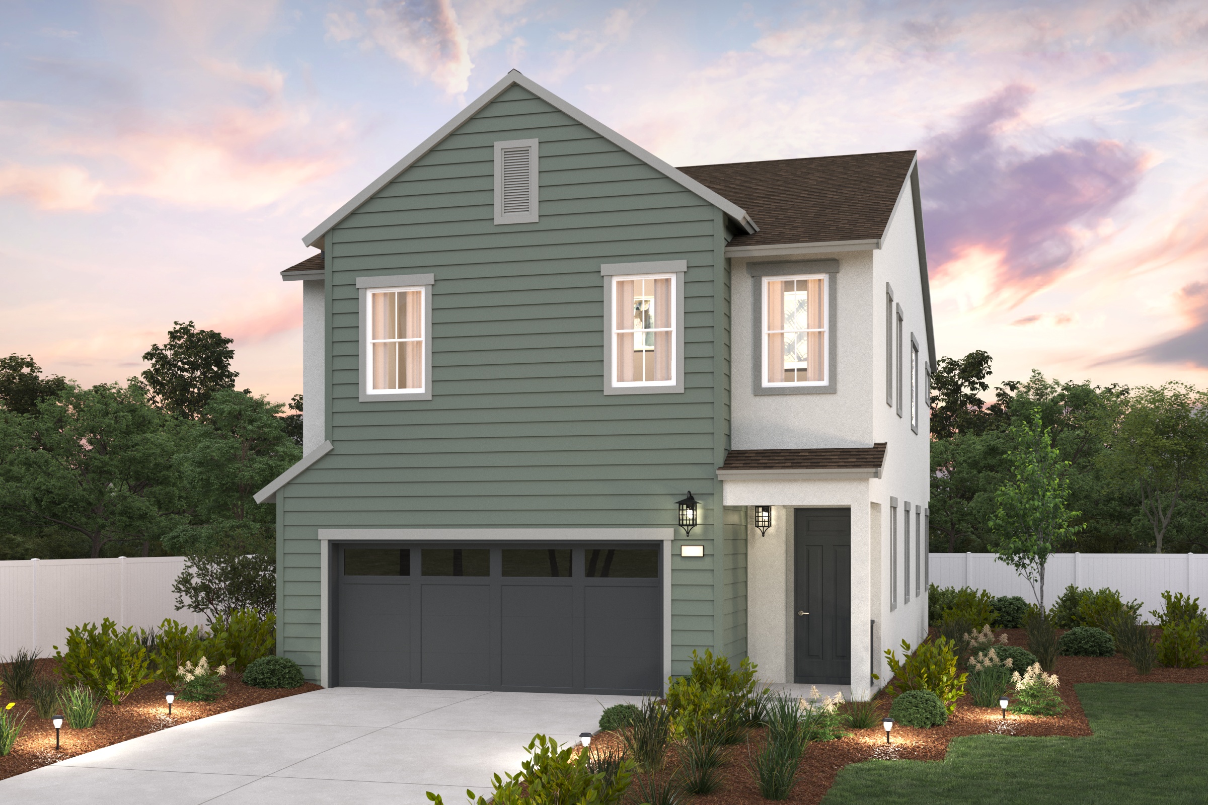 A house with a garage.