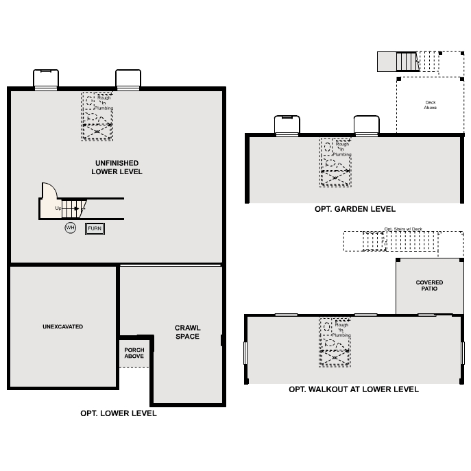 Diagram. Cimarron Floorplan, Basement Options