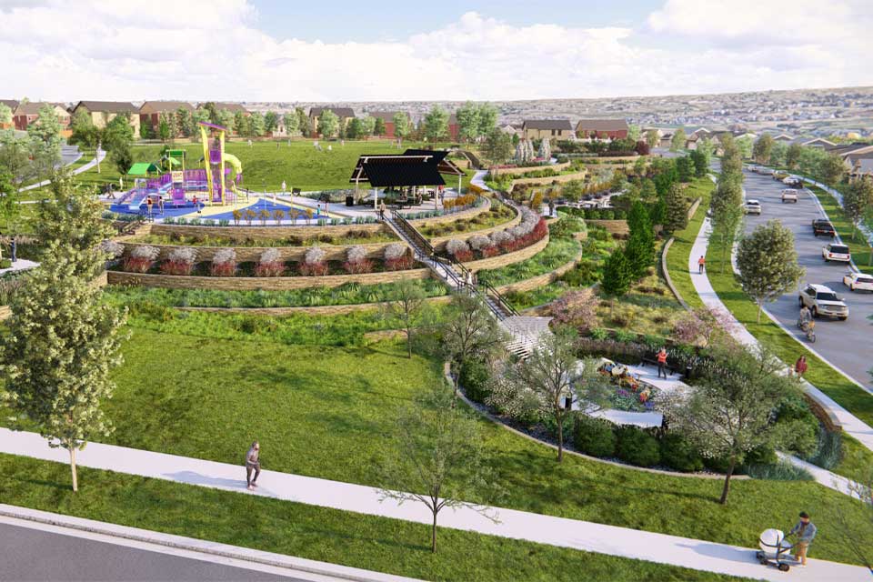 A park with a park and a playground.