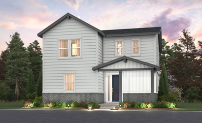 A house with trees around it.