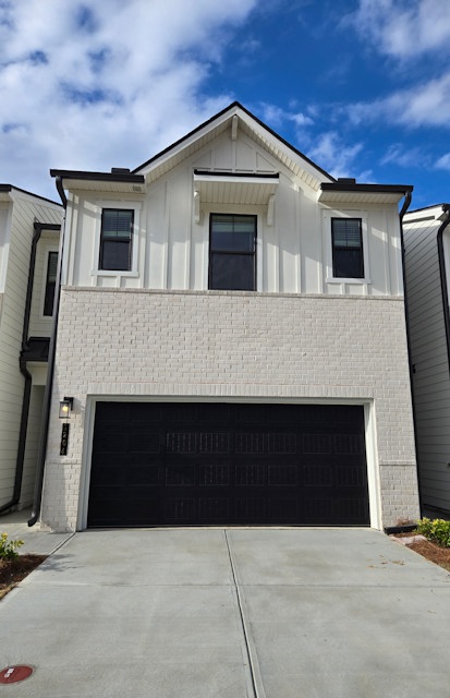 A garage with a garage door.