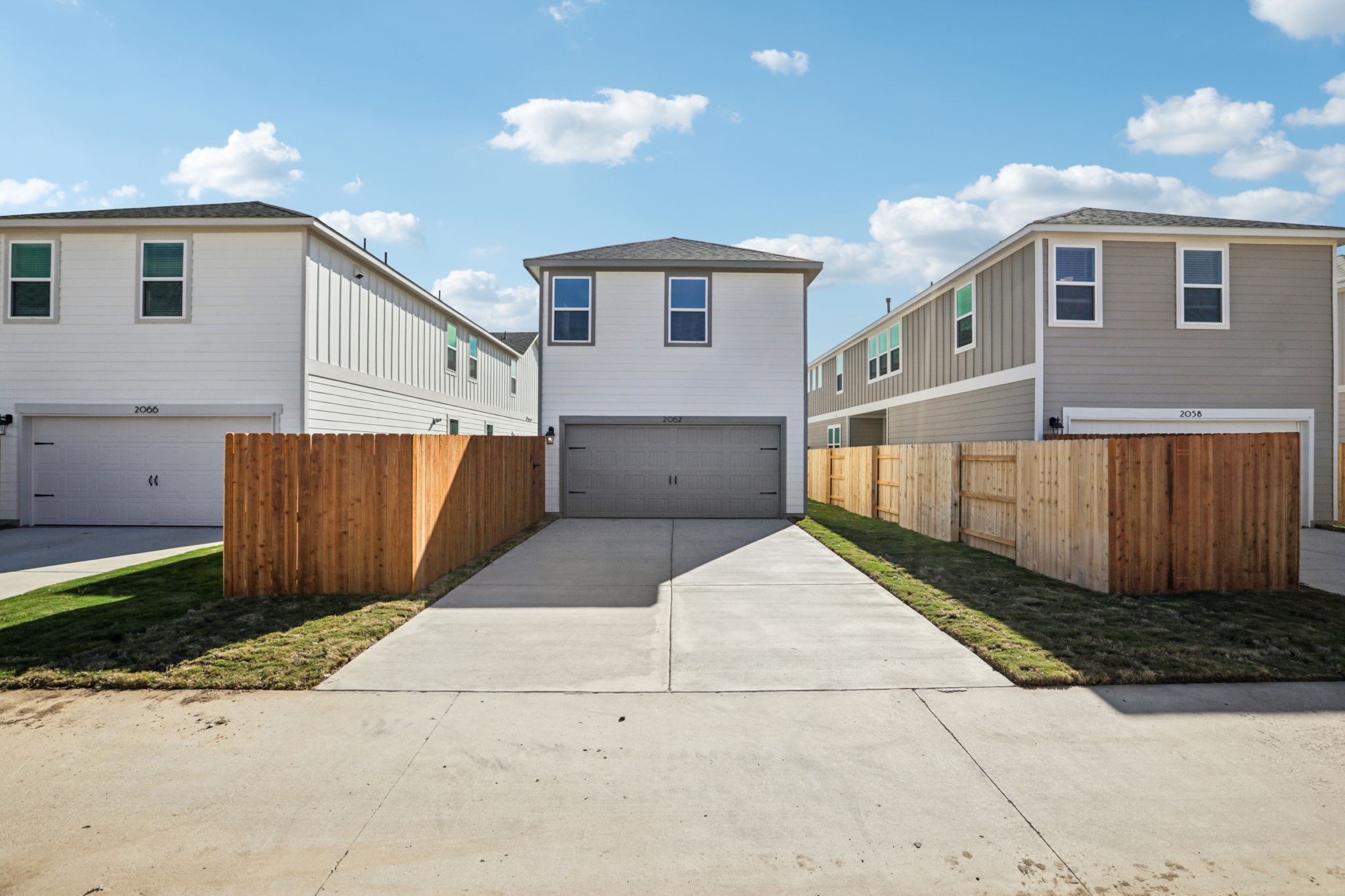 A group of white buildings.