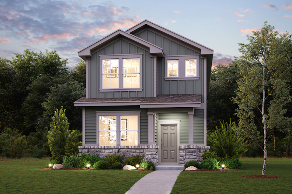 A house with a front yard.