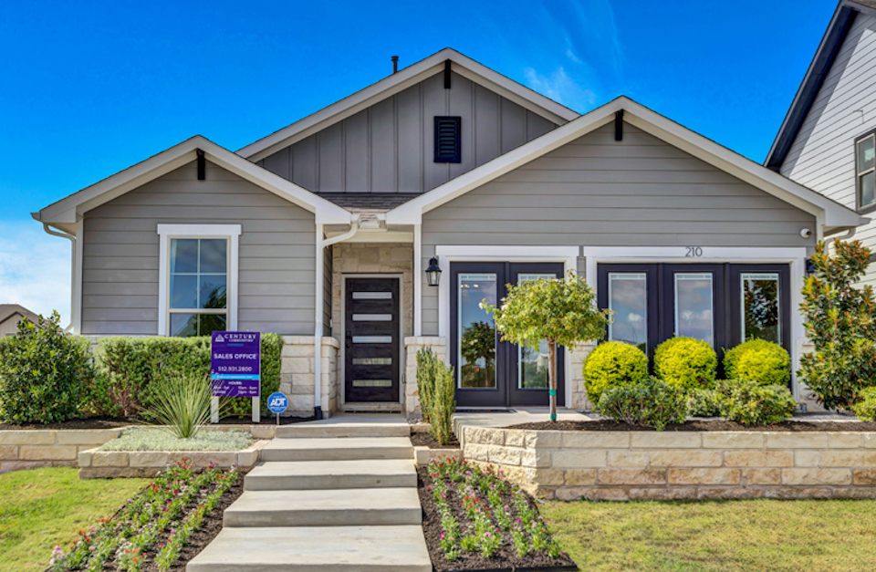 A house with a front yard.