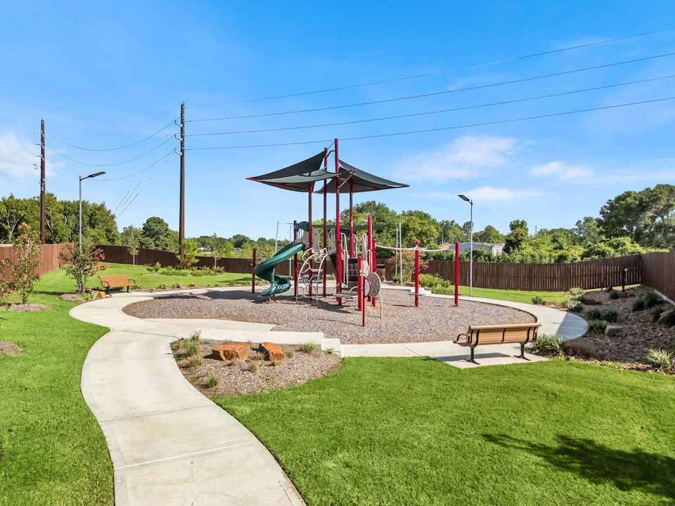 A playground with a slide.