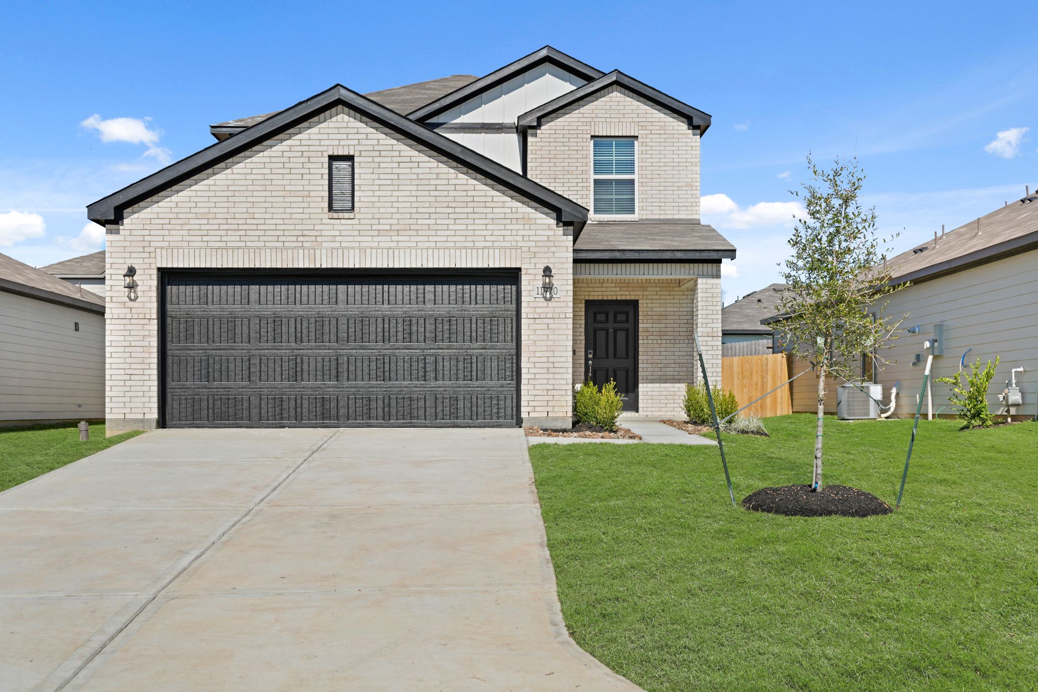 A house with a garage.