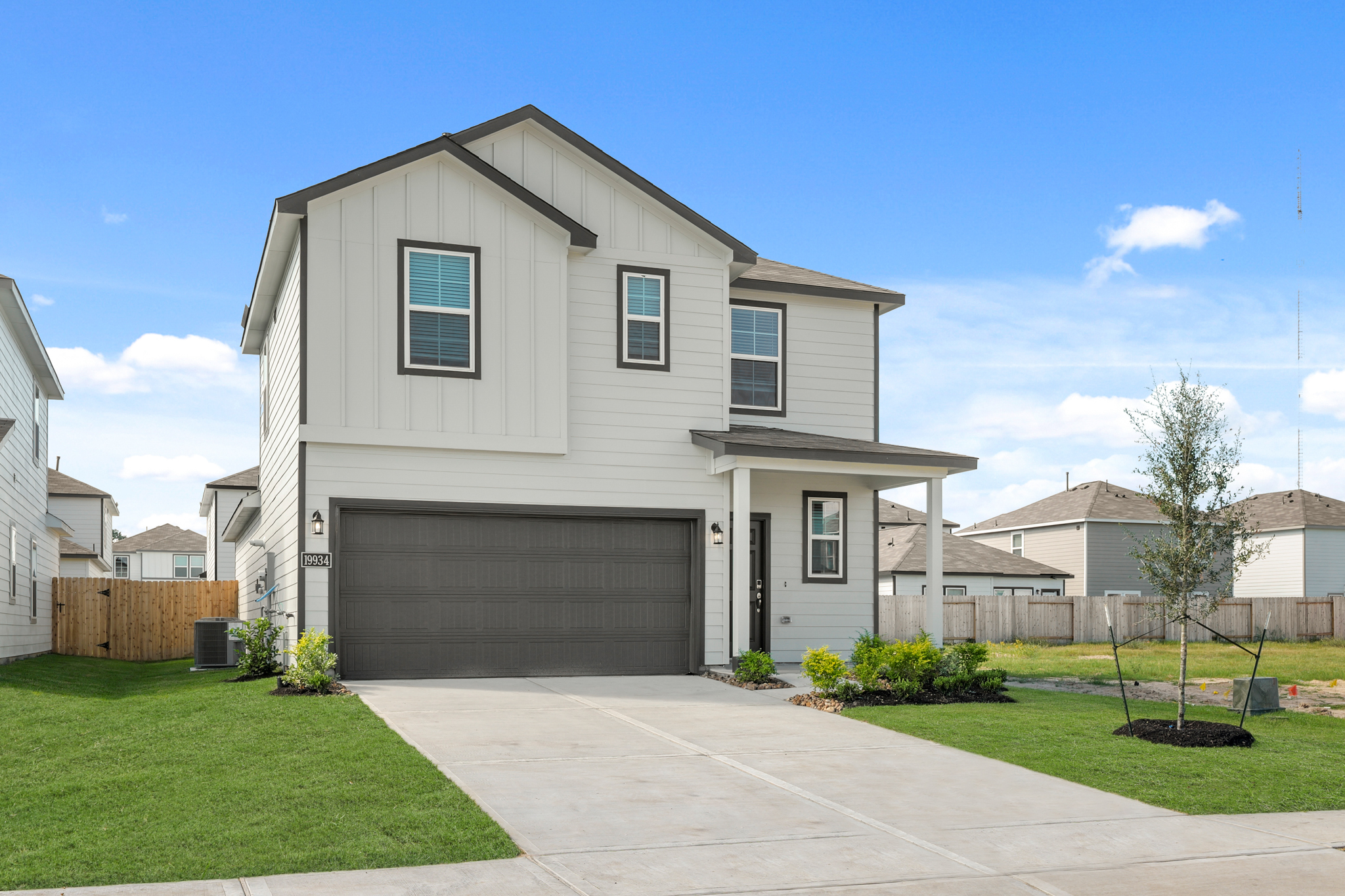 A house with a garage.