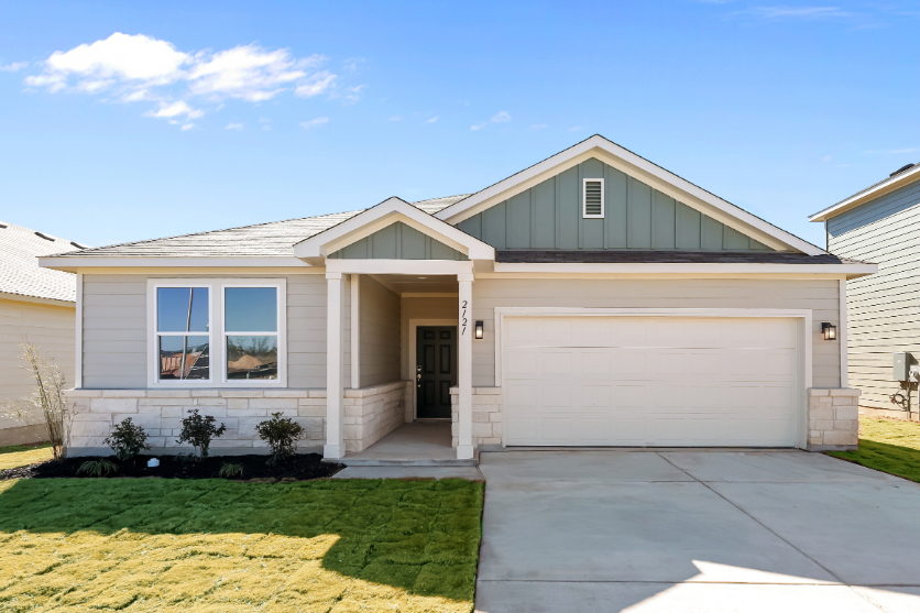 A house with a garage.