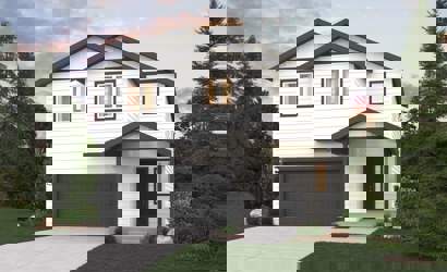 A house with a garage.