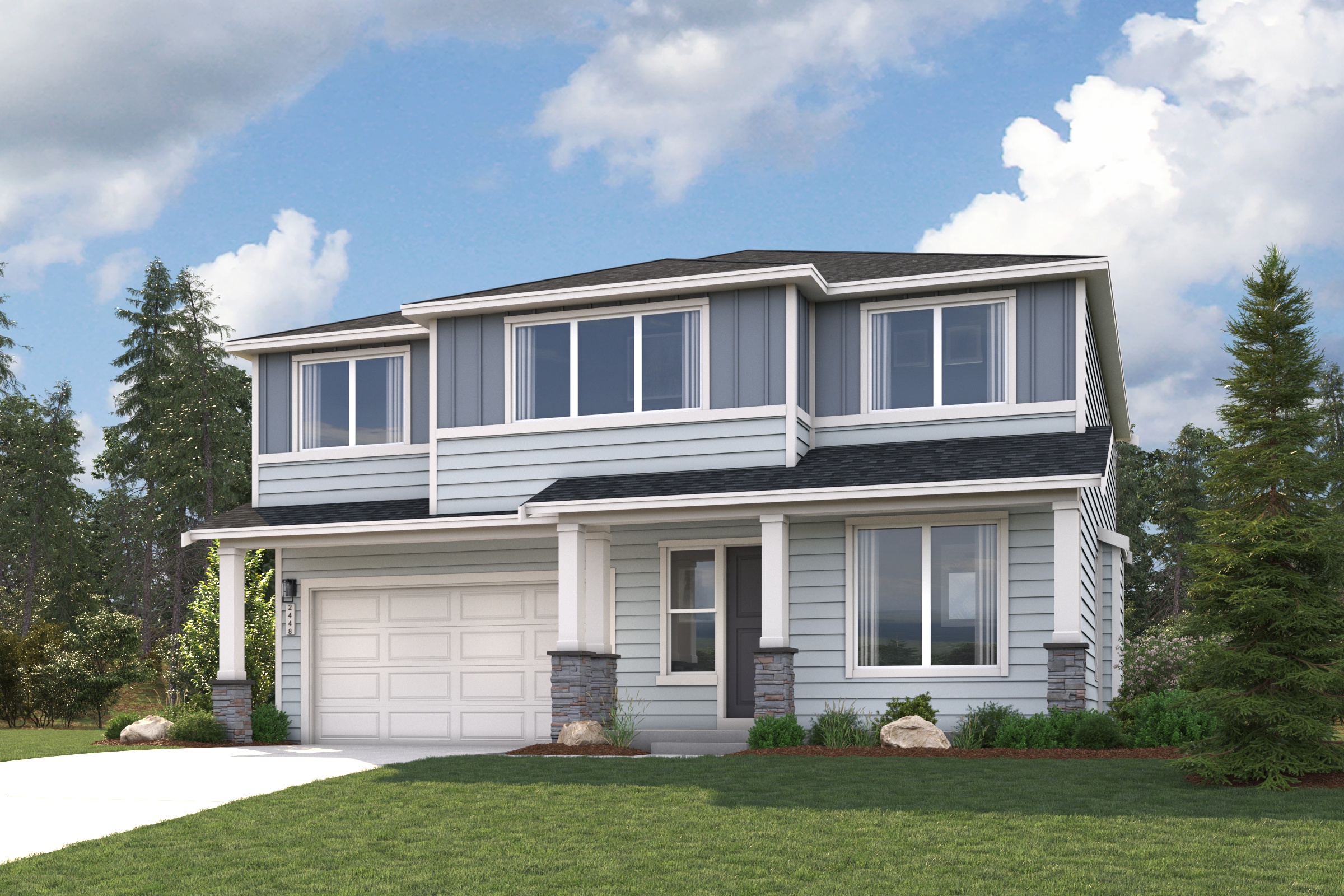 A house with a garage.