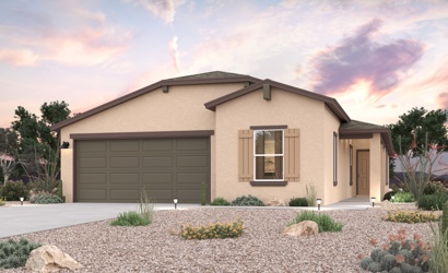A house with a gravel driveway.