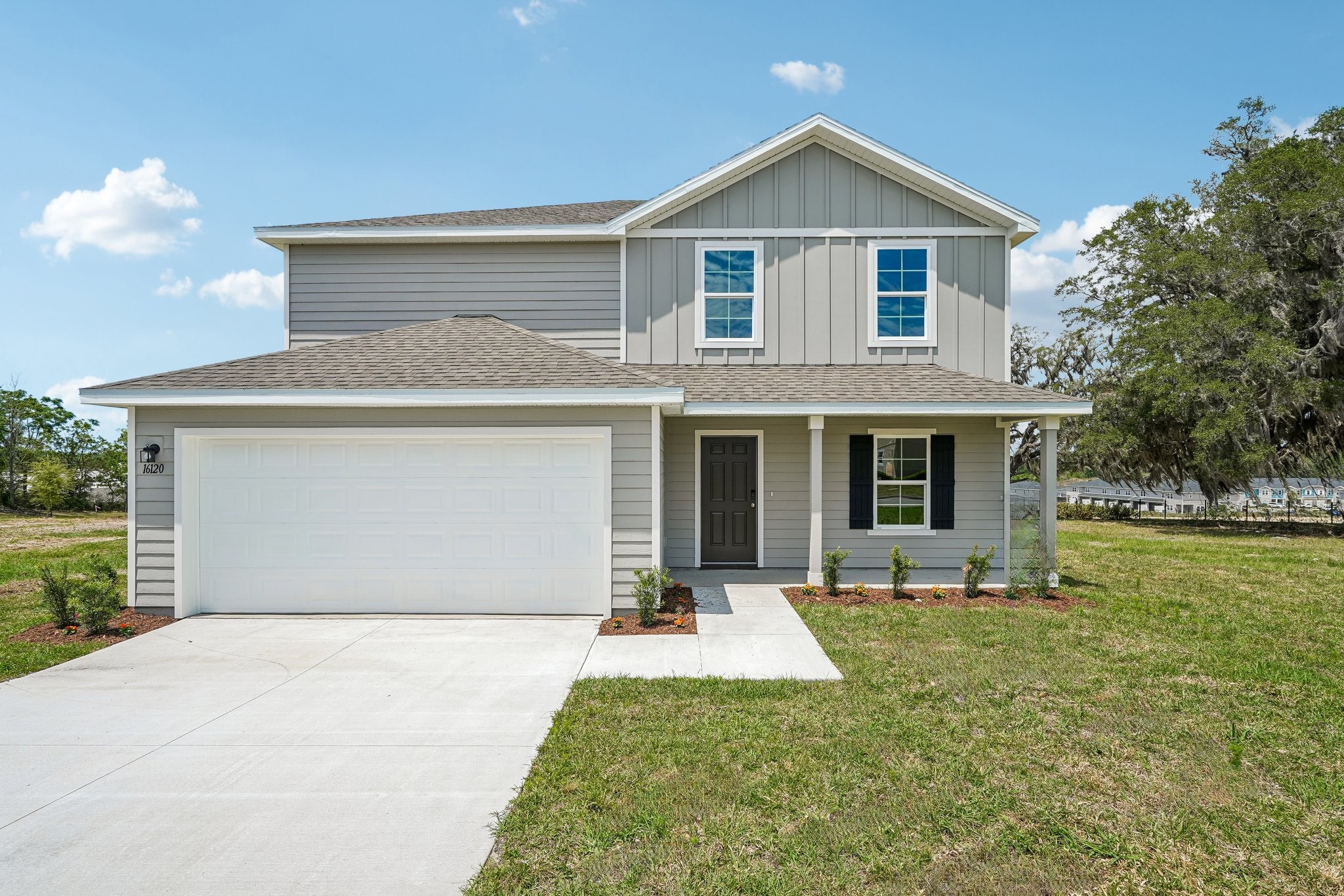 A house with a garage.