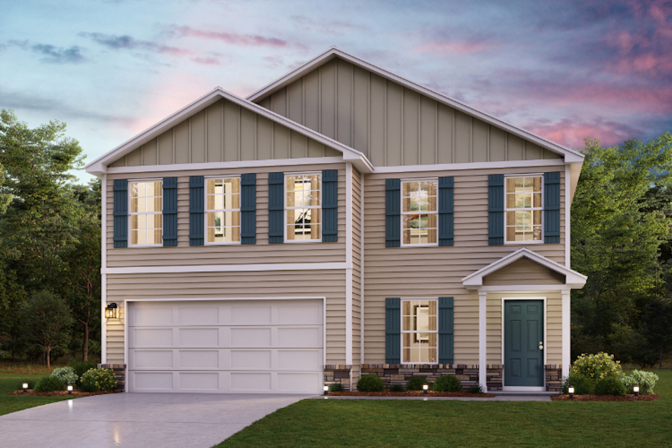 A house with a garage.